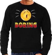 Funny emoticon sweater Boring zwart heren S (48)