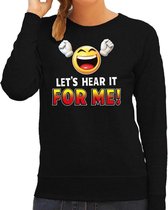 Funny emoticon sweater Lets hear it for me zwart dames XS