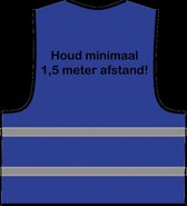 Houd minimaal 1,5 meter afstand hesje, met tekst, blauw