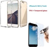 Apple Geschikt voor iPhone 6 / 6S (4.7 inch) Ultra Dun Gel silicone back hoesje + gratis Glazen Tempered glass / screenprotector - Ntech