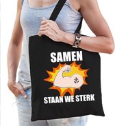 Samen staan we sterk katoenen tas zwart voor dames - solidariteit tassen - kado /  tasje / shopper
