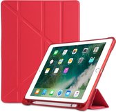 P.C.K. Hoesje/Smartcover rood met een vakje voor je pen geschikt voor Apple iPad AIR/AIR2/2017/2018 MET GlASFOLIE/TEMPERED GLASS