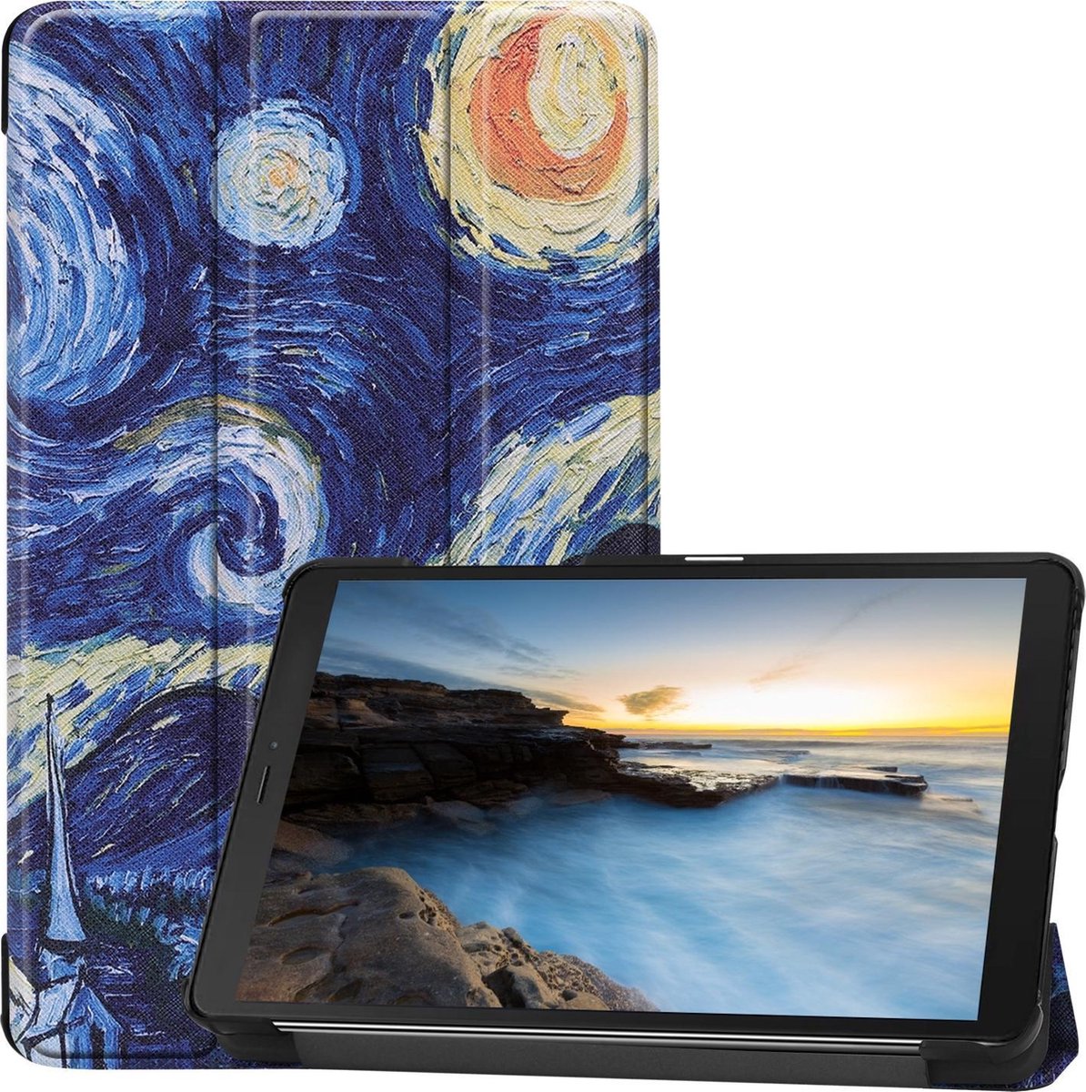 Case2go - Tablet hoes geschikt voor Samsung Galaxy Tab A 8.0 (2019) - Tri-Fold Book Case - Sterrenhemel