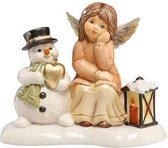 Goebel® - Kerst | Decoratief beeld / figuur "Engel geduldige vrienden I" | Aardewerk, 16cm, met Swarovki