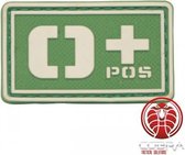 O+ POS 3D PVC Militaire bloedgroep patch embleem groen fluo met klittenband
