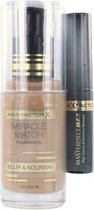 Max Factor Miracle Match Foundation - 75 Golden + Masterpiece Mascara Noir