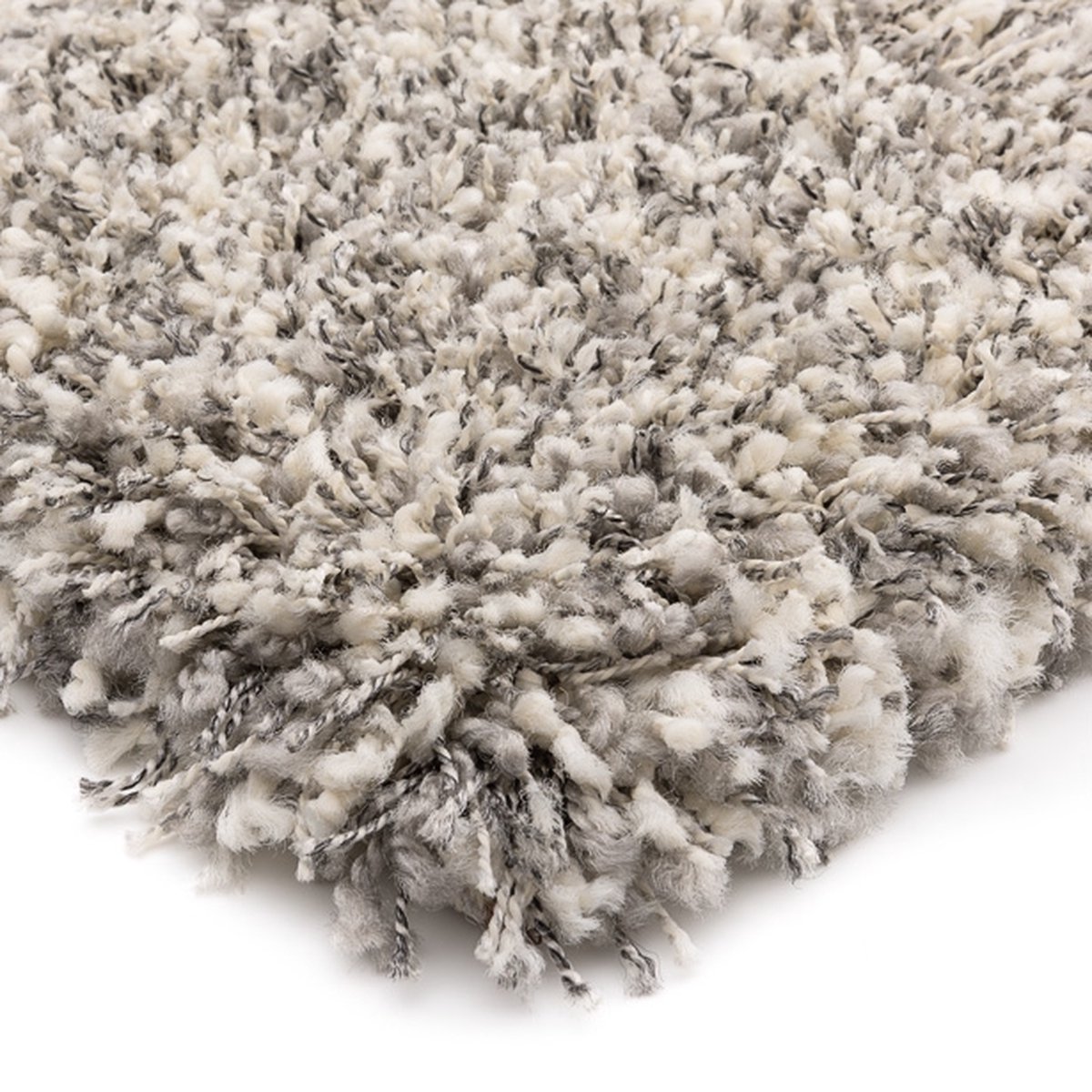 Hoogpolig vloerkleed Gemêleerd - Shaggy Prime wit/zilver 200 cm rond