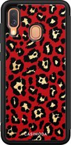 Samsung A40 hoesje - Luipaard rood | Samsung Galaxy A40 case | Hardcase backcover zwart