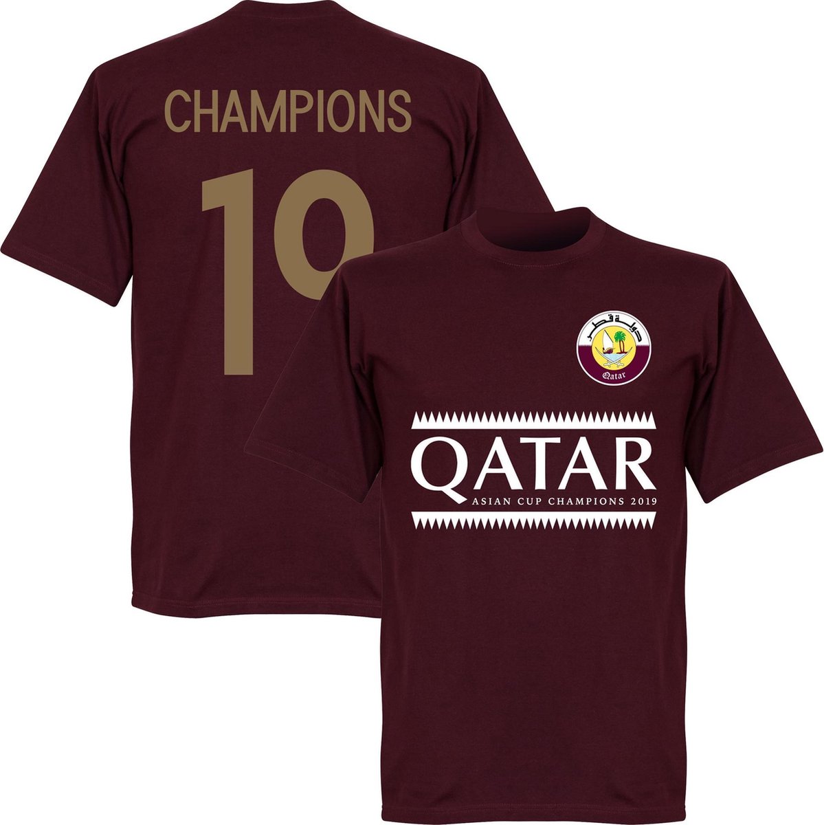 Qatar 2019 Asian Cup Winners T-Shirt - Bordeaux Rood - XXL