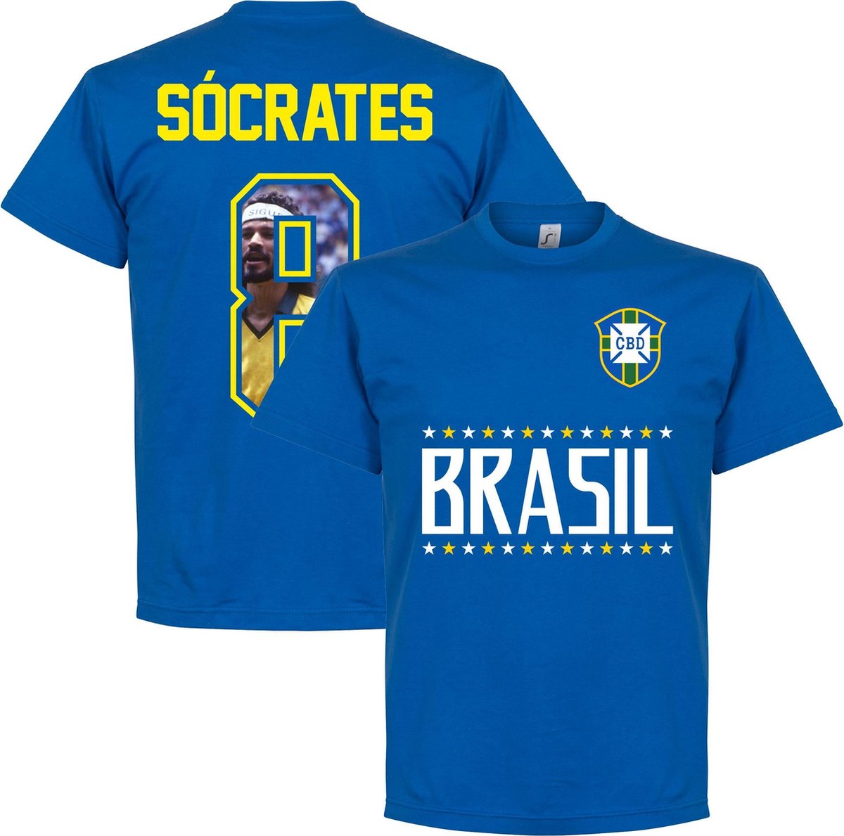 Brazilië Socrates 8 Gallery Team T-Shirt - Blauw - M