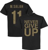 Liverpool Never Give Up M.Salah 11 T-shirt - Zwart/Goud - S