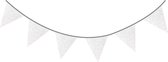 2x Witte glitter vlaggenlijnen 6 meter - Feest/verjaardag slingers wit