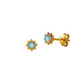 Juulry Goud Plated Turquoise Zon Oorknopjes