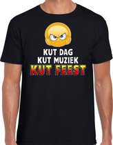 Funny emoticon t-shirt Kut dag kut muziek kut feest zwart heren S