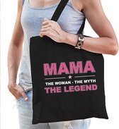 Mama the woman the myth the legend katoenen tas zwart voor dames - Moederdag / verjaardag - kado /  tasje / shopper
