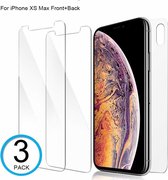 Ntech 3 stuks iPhone Xs Max Tempered Glass voor de Voorkant en Achterkant