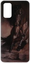 ADEL Siliconen Back Cover Softcase Hoesje Geschikt voor Samsung Galaxy S20 Plus - Paarden Zwart