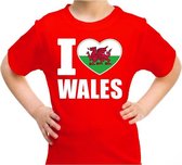 I love Wales t-shirt Verenigd Koninkrijk rood voor kids S (122-128)