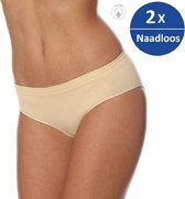 Brubeck Dames Ondergoed Hipster - Naadloos Elastisch katoen - 2 Pack - Beige - XL