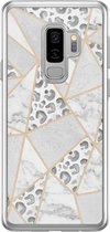 Samsung S9 Plus hoesje siliconen - Stone & leopard print | Samsung Galaxy S9 Plus case | Bruin/beige | TPU backcover transparant