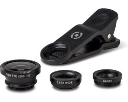 Celly - ProLight Selfie Kit Lamp en 3in1 Lensset - Kunststof - Zwart