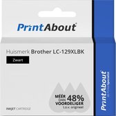 PrintAbout huismerk Inktcartridge LC-129XLBK Zwart Hoge capaciteit geschikt voor Brother
