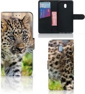 Coque Xiaomi Redmi 8A Cuir PU Protection Etui Housse pour Bébé Leopard
