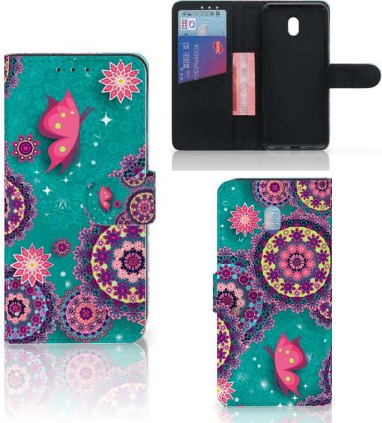 Portefeuille Xiaomi Redmi 8A Cuir de Première Qualité Housse pour Cercles Et Papillons