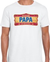 Super papa cadeau / kado t-shirt vintage wit voor heren L