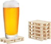 Relaxdays onderzetters pallets - set van 6 stuks - voor glazen - glasonderzetters - hout