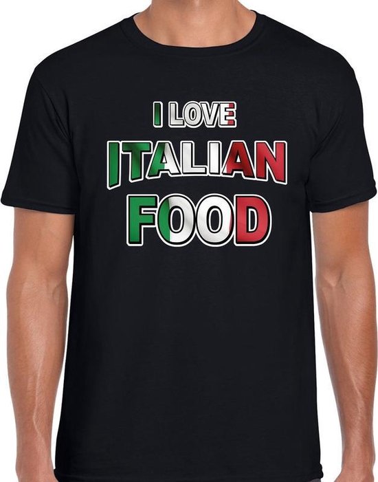 pianist Arbeid Uitrusting I love Italian food t-shirt zwart met kleuren Italiaanse vlag voor heren -  Italiaans... | bol.com
