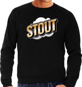 Stout fun tekst sweater voor heren zwart in 3D effect 2XL