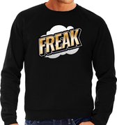 Freak fun tekst sweater voor heren zwart in 3D effect M