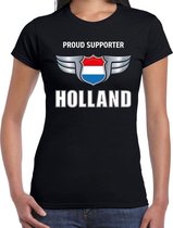 Proud supporter Holland / Nederland t-shirt zwart voor dames - landen supporter shirt / kleding - EK / WK / songfestival L