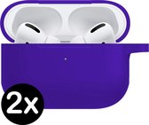 Hoes geschikt voor Apple AirPods Pro Hoesje Siliconen Case - Donker Blauw - 2 PACK