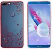 Backcover Clear Bumperlook voor Huawei Honor 9 Lite Flower Rosé Goud