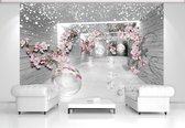 Snow Flowers And Silver Spheres Photo Wallcovering