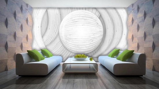 Fotobehang - Vlies Behang - Houten 3D Ruimte - 208 x 146 cm