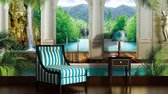 Tropical pool Arches Photo Wallcovering