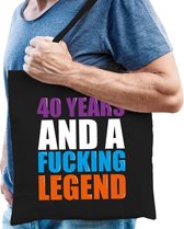 40 year legend / 40 jaar legende cadeau tas zwart voor heren cadeau katoenen tas zwart voor heren - kado tas / tasje / shopper