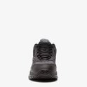 Zwarte Skechers werkschoen, voorkant zichtbaar met veters en het S-logo op de zijkant. Gestructureerde neus.
