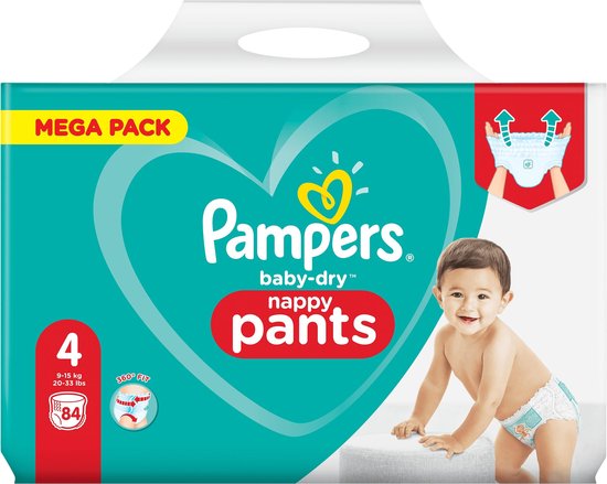 Pampers Baby-Dry Pants Maat 4 (9-15 kg) - 84 luierbroekjes | bol.com