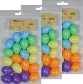 60x Gekleurde kunststof eieren decoratie 4 cm hobby/knutselmateriaal - Knutselen DIY eieren beschilderen - Pasen thema plastic paaseieren eitjes multikleur
