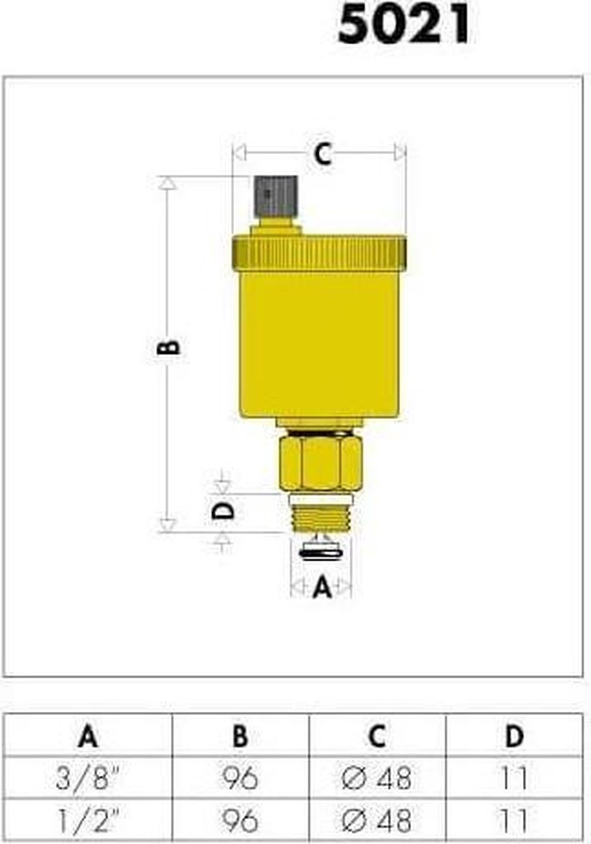 Samfox DN15 G1/2 Koperen Automatische Ontluchterklep, Mannelijke Ontluchting Automatische Ontluchtingsklep voor Zonneboiler Drukontlasting