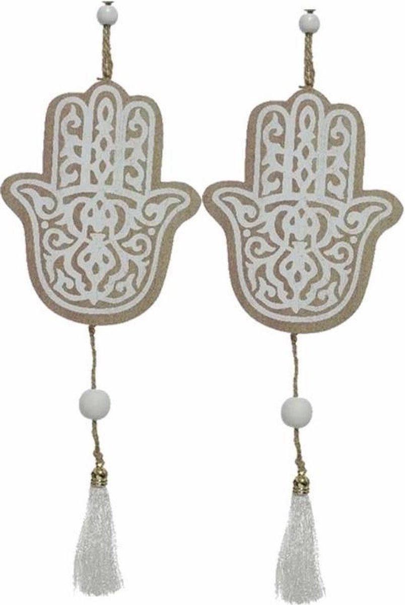 Pendentif Main De Fatima Et Mauvais Œil - 2 Pièces Doré Et Bleu - Amulette Protection Pour Voiture, Maison - Cadeau - 2
