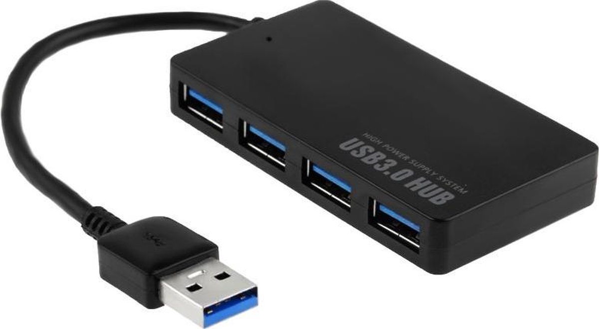 USB 3.0 Male naar 4X USB 3.0 Female Premium Adapter Hub | Tot 5GBps | Zwart