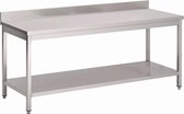 GastroRVS werktafel met onderblad en achteropstand 85x120x60cm