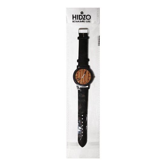 Hidzo Horloge Meibo ø 37 mm - Zwart - Inclusief horlogedoosje