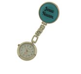 Treasure Trove® Gepersonaliseerd Verpleegstershorloge – Zusterhorloge met Naam – Verpleegster Horloge Dames – Heren – Blauw/Zwart – 25mm