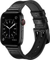 Zacht leren bandje compatibel met Apple Watch 49/45/44/42 mm, Zwart,